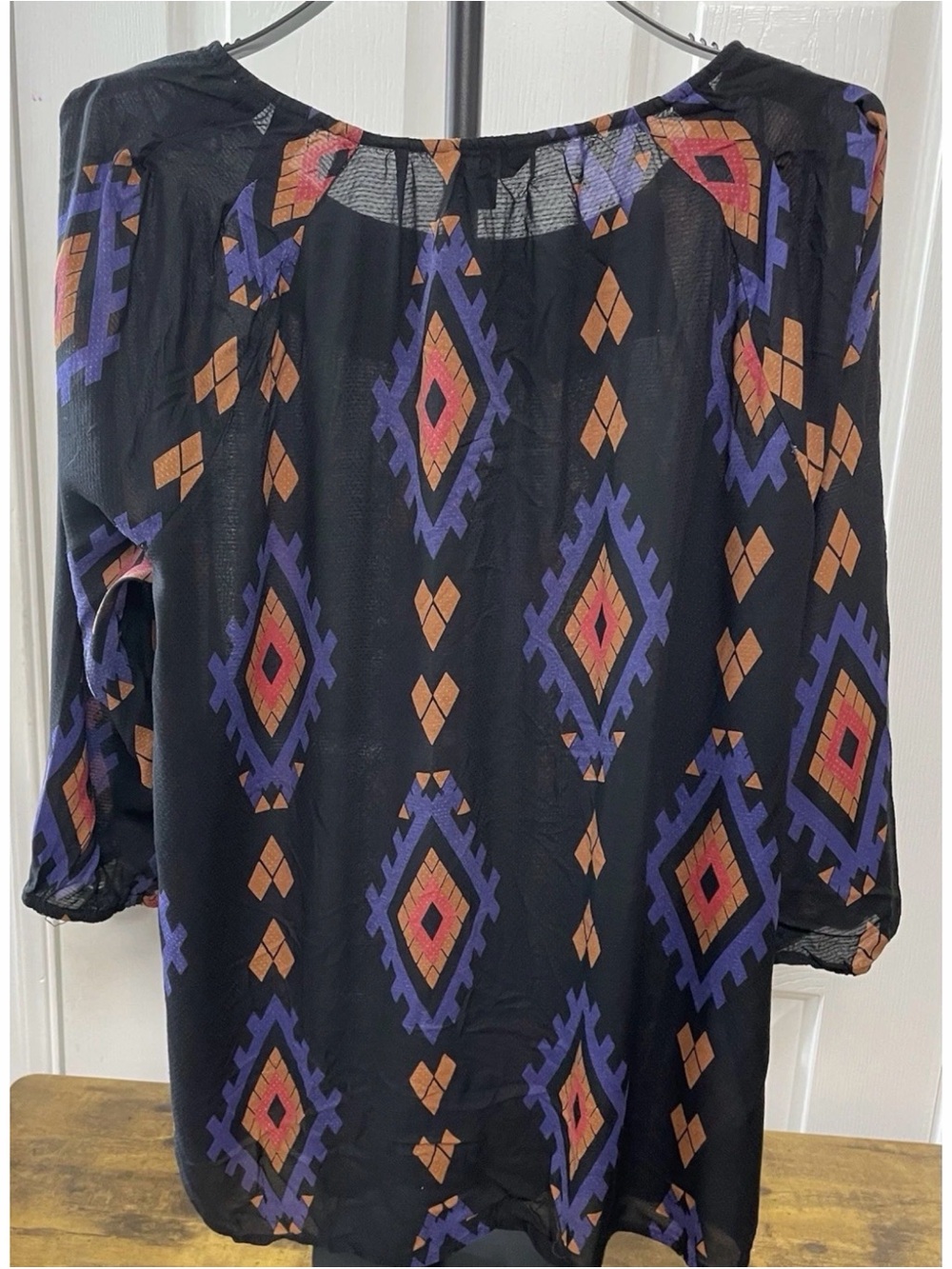 Lucky Brand Blouse Aztec Native American Tribal Print Top Southwest Shirt 1X